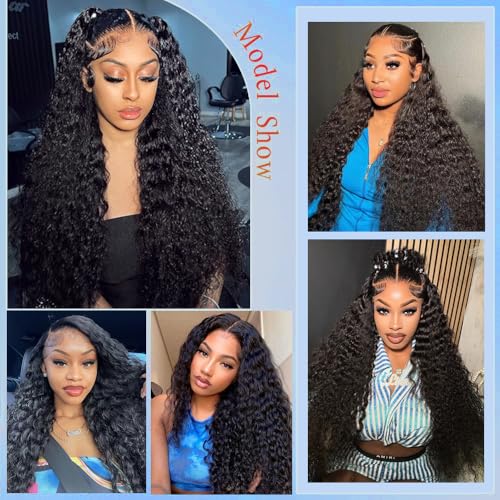 Deep Wave Lace Front Wigs Human Hair Pre Plucked 30inch 13x6 Deep Wave HD Lace Frontal Wig With Baby Hair 180 Density Glueless Deep Curly Human Hair Wigs for Women
