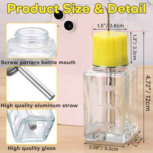 Noverlife 6Oz / 180ml Glass Push Down Pump Dispenser with Cover, Acetone Pump Dispenser Alcohol Dispenser Push Down, Nail Polish Remover Dispenser Bottle Push Down Hand Pumping Press Container