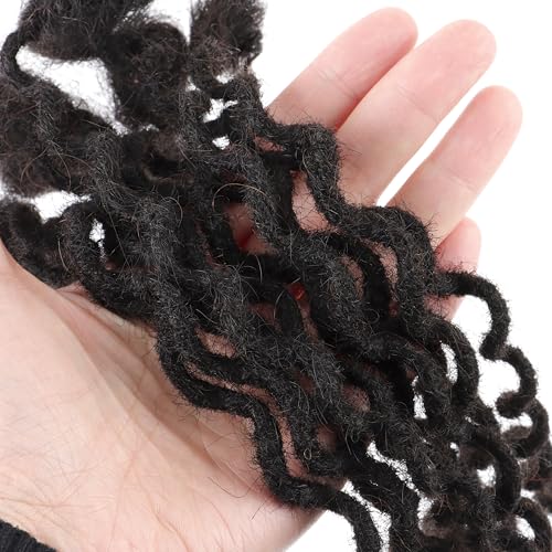 10 Inch 30 Strands Curly Loc Extensions Human Hair, 0.4cm Width 100% Human Hair Dreadlock Extensions for Men/Women, Can be Dyed Soft Dreads Extension