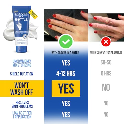 Gloves In A Bottle Psoriasis Eczema Relief Hand Lotion Travel Size - Shielding Lotion for Women, Men, 6 months old or older babies - Cracked Hands Repair Cream - 3.4 oz