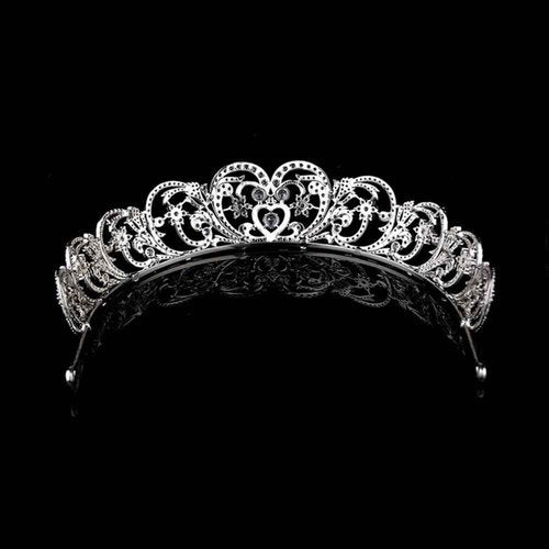 QXMYOO Princess Diana Crown for Women Cubic Zirconia Silver Diaries Tiara Royal Queen Crown Jewelry Bridal Headpiece Crystal Costume Accessories