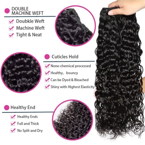 12A Water Wave Human Hair Bundles 20 22 24 Inch Raw Curly Bundles Human Hair,Ultra Double Drawn Sew In Weft No Tangle Shedding,Double Lifespan Virgin Hair,Multiple Washes Keep Texture Silky Soft