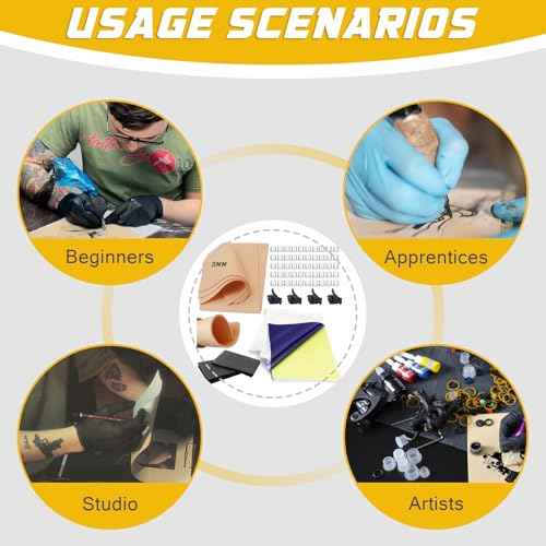 3mm Tattoo Practice Kit for Beginners - Narkysus 67Pcs Tattoo Starter Kit for Beginners Includes 5Pcs 3mm Fake Skin 5Pcs Transfer Paper 5pcs Black Dental Bibs 50pcs Ink Caps and 2 Pairs Gloves