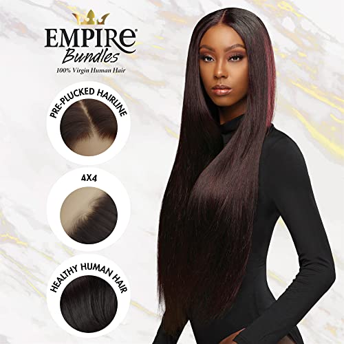 Sensationnel Empire bundles multi - straight with 4x4 closure 10a tangle shed free human hair for weaving and sew in styles (14 16 18 Inch, NATURAL)
