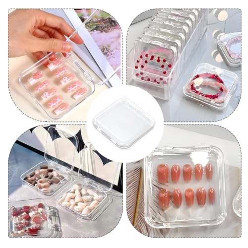 16 PCS Clear Press on Nail Packaging Press on Nail Case for Fake Storage Display Salon Nails Nails Container Boxes with 60 PCS Adhesive Double