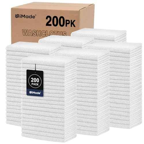 Washcloths Bulk - 200 Pack - Face Towels (12" x 12"), Highly Soft Wash Cloths and Hand Towels, Fast Drying Multi-Purpose Microfiber Cleansing Cloths for Bathroom, Hotel, Spa, and Salon - White