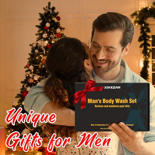 Gifts for Men,Mens Body Wash Gift Set Cleansing & Hydrating Skin w/Face Wash,Deodorant,Sandalwood & Cologne 3 in 1 Hair,Face & Body Wash,Mens Stocking Stuffers Christmas Gifts for Men Him Dad Husband