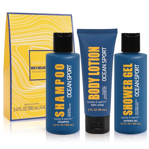 Body & Earth Mens Gift Sets 3pcs Mens Body Wash With Fresh Ocean Scent Travel Size Toiletries For Birthday Gifts For Men Christmas Gifts