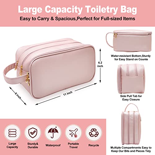 Makeup Bag for Women, Water Resistant Toiletry Bag for Travel Essentials, Dorm Room Essentials for Girl, Toiletry Organizer Dopp Kit for Toiletries Accessories, Mother's Day Graduation Gifts for Her