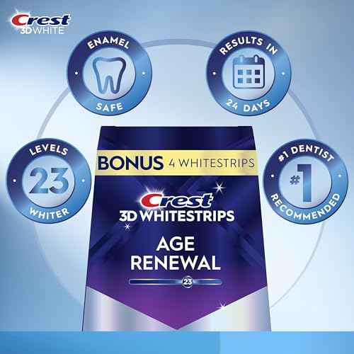 Crest 3D Whitestrips Age Renewal ? Teeth Whitening Kit, 24 Treatments (20 + 4 Bonus), Each with 1 Upper/1Lower, 48 Strips ? Crest 3DWhite Teeth Whitening Strips