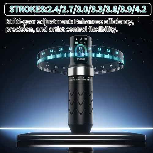 POSEIDON Tattoo Gun Kit, Wireless Tattoo Pen Kit Tattoo Kit with 2Pcs Battery and 20 Pcs Tattoo Cartridge Needles, 7 Stroke Settings, Normal/Dot Modes, LED Display, Complete Tattoo Machine Kit