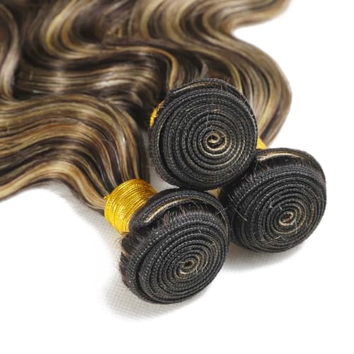 P1B27 Highlight Bundles Human Hair Honey Blonde Body Wave 3 Bundles 18 20 22 inch Brazilian Unprocessed 8A Virgin Remy Hair Extensions