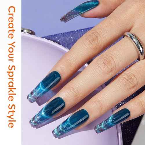 modelones Cat Eye Magnetic for Nails,15PCS Cat Eye Gel Nail Polish Magnet Tools Powerful Set Wand Magnet Winter Nail Polish Square Round Magnet Stick Diverse Glassy Cateye Effect