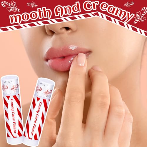 100 Pack Christmas Candy Cane Peppermint Lip Balms Bulk Peppermint Flavor Scented Lip Balms Favors Christmas Party Gifts Stocking Stuffers for Women Men Staffs Employee Coworkers Homeless