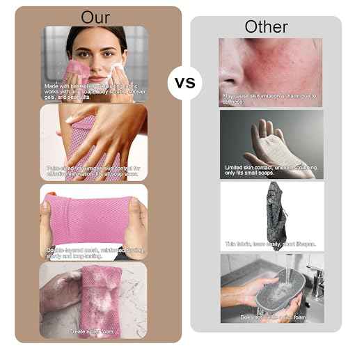 2 Pack Soap Bag Gentle Roughness,Bar Soap Pouch Saver Pocket,Body Scrubber Shower Sponge Loofah,Exfoliating Bath Sponge (Pink)