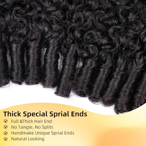 MsSunlight Burmese Curly Bundles Human Hair 100% Unprocessed Quick Weave 15A Water Wave with Spiral Curly End Real Human Hair Extensions Natural Black 24 Inch