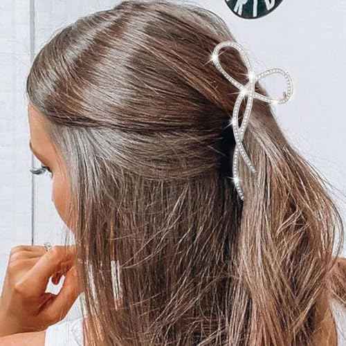 BARTOSI Bow Claw Clips Gold Metal Hair Clips Medium Hair Claw Hair Accessories for Women and Girls (Pack of 2)