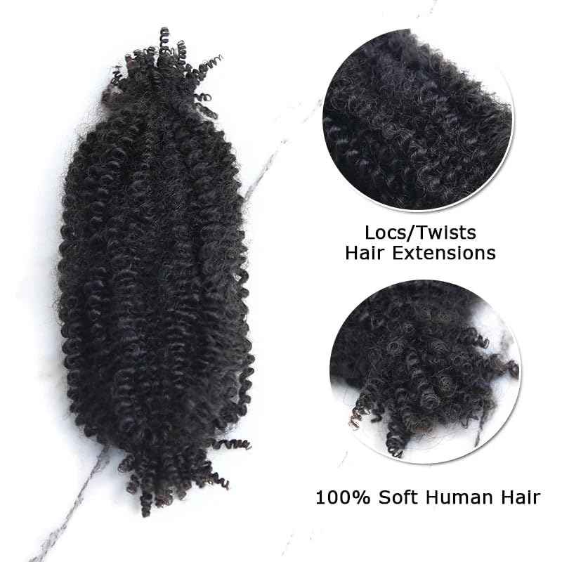 Human Hair Springy Twist Hair Extensions Afro Kinky Bulk Hair 100% Human Hair Twist Crochet Braiding Hair Springy Afro Twist Hair Extensions Natural Color For Black Women 14 Inch 100g