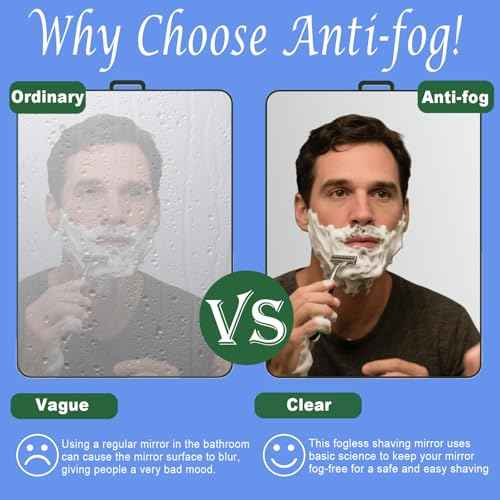 Shower Mirror Fogless for Shaving Men Fog Free Anti Fog Bathroom No Fog Proof Anti-Fog Hanging Shatterproof RV (9¡± x 7¡±)