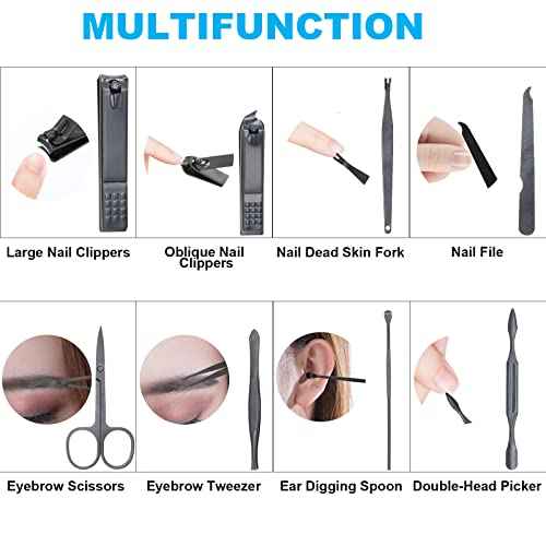 8 PCS Nail Clippers, ONEHERE Premium Manicure Set, Professional Grooming Gift Kit, Pedicure Kit, Facial, Hand, Foot, Cuticle Nail Care Tools, Fingernail Clippers with Luxurious Portable Travel Case