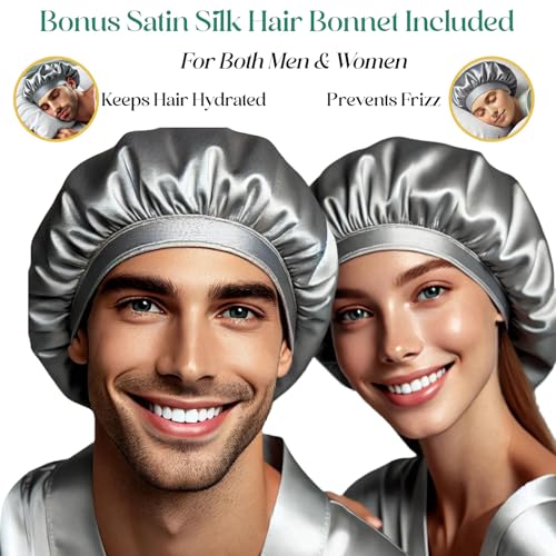 JSK Hair Growth Shampoo & Conditioner Set Biotin & Rosemary for Thinning Hair, DHT Blockers, Hair Care Kit for Men & Women, Includes Scalp Massager & Bonnet, Sulphate-Free Thickening & Moisturizing