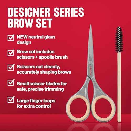 Revlon Designer Series Brow Set, Trimming and Shaping Eyebrow Kit with Scissors and Spoolie Brush, Easy to Use at Home or on The Go, 1 Count