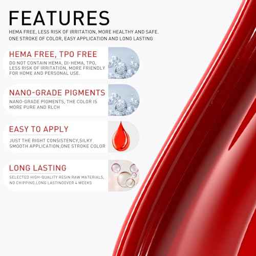beautilux Hema-Free Red Gel Nail Polish, 6 Color Bright Dark Burgundy Red Gel Polish High Gloss Soak Off UV Nail Art Gel Manicure Salon at Home for Women