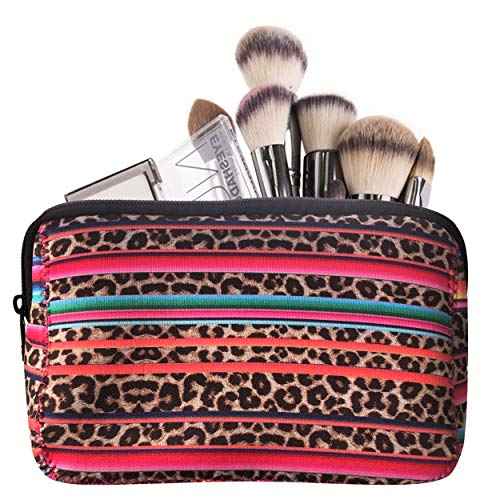 Vlike Leopard Rainbow Makeup bag Waterproof Soft Neoprene Travel bag Zippered Storage Pouch Printing Toiletry bag Organizer