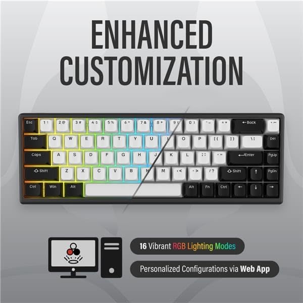 ARBITER Polar 65 - CNC Magnetic Gaming Keyboard w Rapid Trigger, Hall Effect Switches, CNC Aluminum Frame, Rapid Key, 65% Compact, Bright RGB, Dual-Shot PBT Keycaps - Kumo Blue