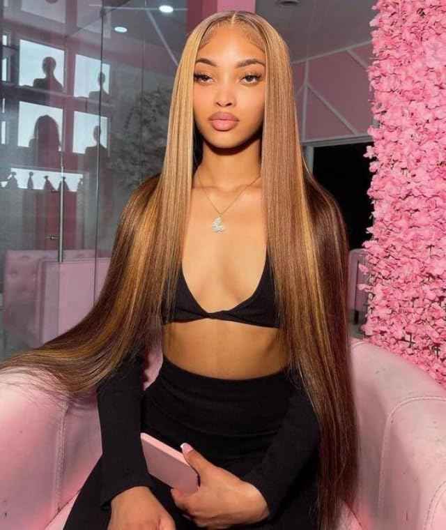 Highlight Lace Front Wigs Human Hair For Women 13x4 HD Transparent 4/27 Honey Blonde Lace Frontal Wigs Pre Plucked with Baby Hair 150% Density Colored Straight Lace Front Wigs 26 Inch