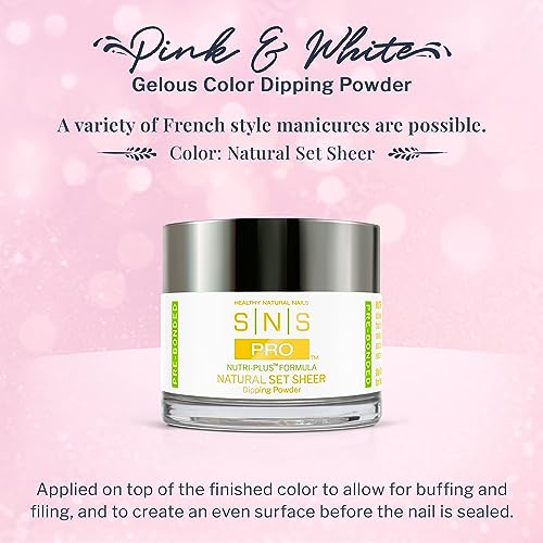SNS Nail Dip Powder, Natural Set Sheer (Natural/Nudes, Sheer) - Long-Lasting Acrylic Nail Color & Polish Lasts up to 14 days - Low-Odor & No UV Lamp Needed - 2 Oz