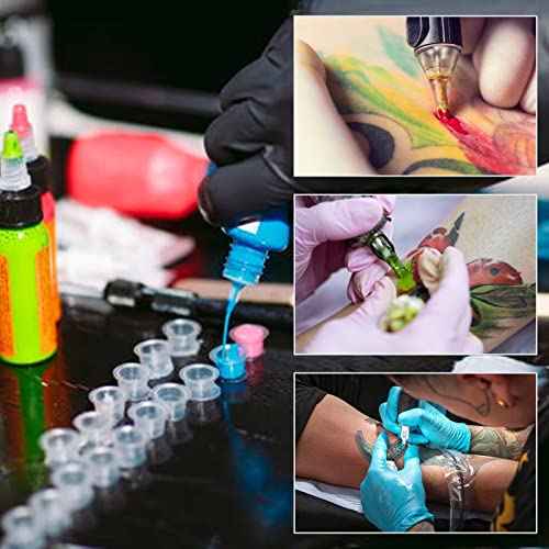 310Pcs Tattoo Practice Skins and Ink Caps Kit - Mixed 300Pcs Pigment Ink Cups #9 Small, #13 Medium, #16 Large and 10Pcs Tattoo Skin