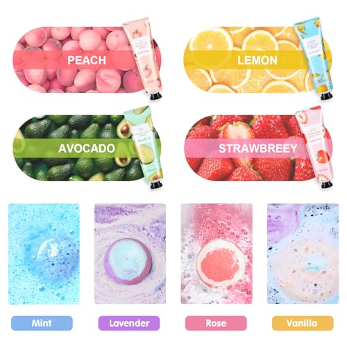 Gifts for Women, Bath Sets for Women Gift, Teacher Appreciation Gifts, Nurse Gifts, Bath Bombs and Hand Lotion Set, Bridesmaid Birthday Gifts, Self Care Gifts for Corworkers