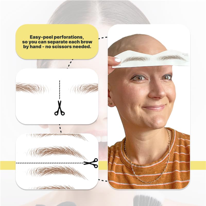 My Two Brows 100 Pairs Medium Brown Temporary Eyebrow Tattoos, Waterproof and Smudge-Proof Medium Everyday Style Realistic Eyebrow Sticker for Men & Women, Easy to Apply, Won't Work on Existing Brows
