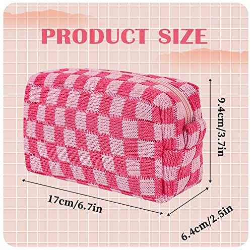 4 PCS Checkered Makeup Bag Cosmetic Bag for Women Checkered Pouch Plaid Makeup Bag for Women Large Capacity Pencil Case Makeup Brushes Storage Bag Travel Toiletry Bag Organizer