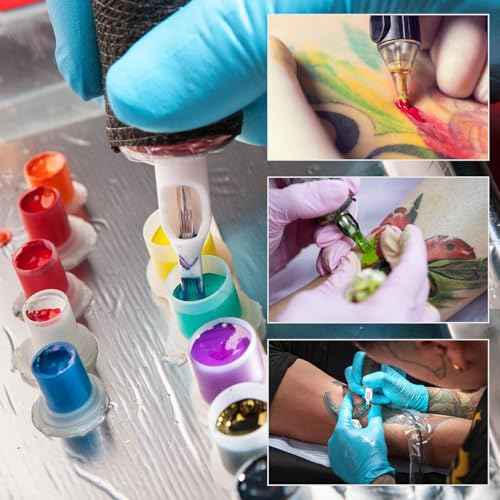 Tattoo Ink Caps Medium - Autdor 1000Pcs Tattoo Cups 14mm Disposable Tattoo Ink Cups With Base Microblading Pigment Caps for Tattoo Permanent Makeup Container Cap Tattoo Accessories Tattoo Supplies