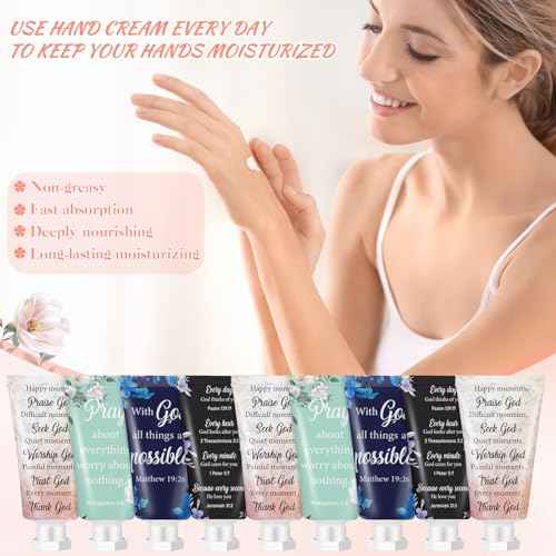 12 Pcs Christian Hand Cream Bulk for Women Breast Cancer Awareness Gifts Christian Gifts in Bulk Bible Mini Travel Size Lotion for Skin Dry Bible Verse Hand Lotion for Mom Grandma Christmas Holiday