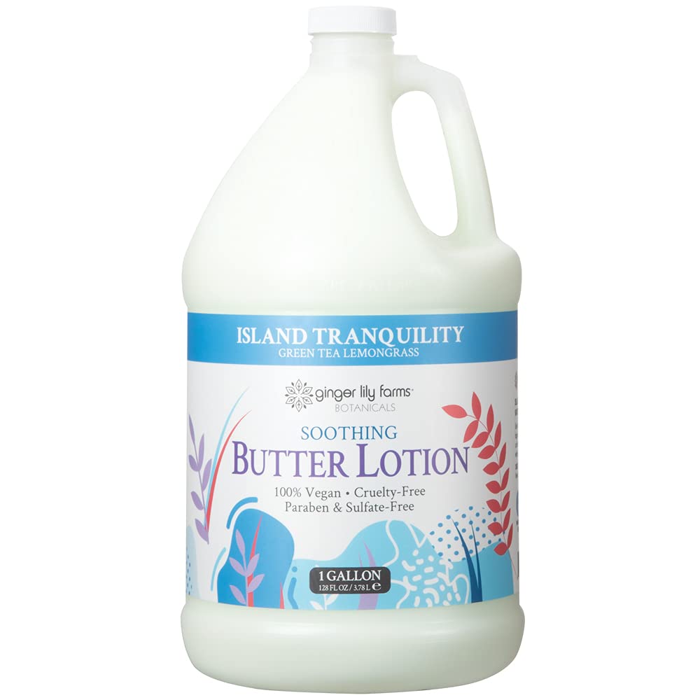 Ginger Lily Farms Botanicals Body Wash + Hand Soap + Butter Lotion Bundle, Island Tranquility, 1 Gallon Each