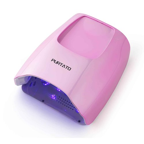 Purtato Professional Cordless Rechargeable UV LED Nail Lamp with 4 Timer Setting and 126W High Power Quick Drying Nail Dryer (Plating Pink)