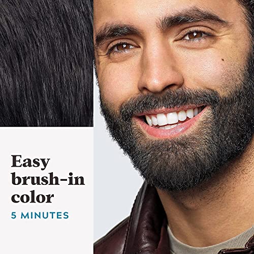 Just For Men Mustache & Beard, Beard Dye for Men with Brush Included, With Keratin Biotin Aloe and Coconut Oil for Healthy Facial Hair - Real Black, M-55, Pack of 1 (Packaging May Vary)