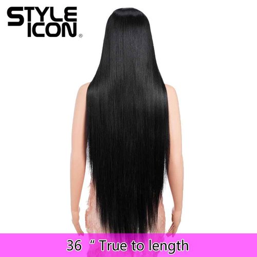 Style Icon 36” Super Long 13x4 Lace Wig Easy-360 Lace Frontal Wigs Free Part Lace Front Wigs with Baby Hair (36“, 1B)