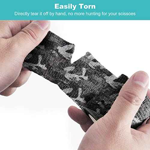 VideoPUP Tattoo Grip Cover Wrap,12PCS Disposable Cohesive Tattoo Grip Cover Elastic Bandage Handle Grip Tube for Tattoo Machine Tattoo Grip Accessories,Black&White Camouflage