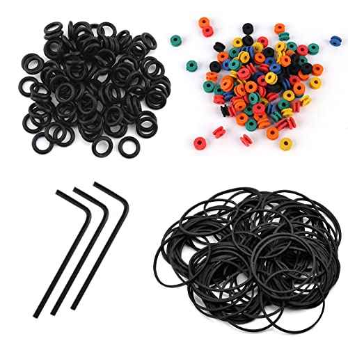 Tattoo Grommets, Rubber Bands & O-Rings - 100pcs Each, 3pcs Spanner for Tattoo Machine Parts