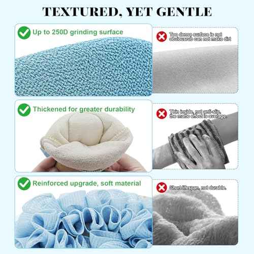 ?Dual-Function Exfoliating Glove for Shower- Body Scrubber & Shower Loofah 2-in-1 - Korean Exfoliating Mitt for Remover Dead Skin and Keratosis - Smooth Skin - Blue (1-Pack)