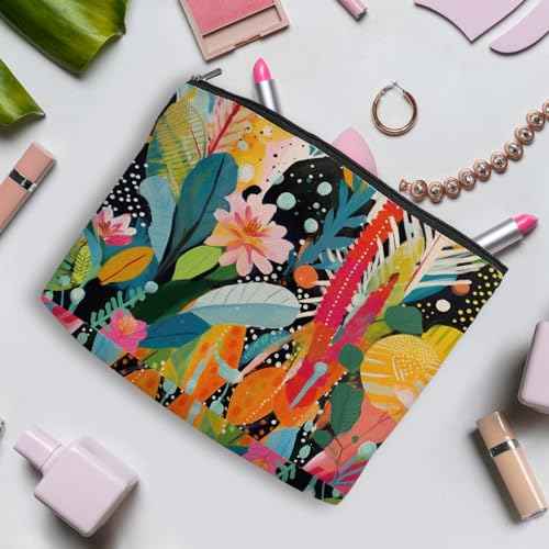 4 Pcs Cosmetic Bags for Women Makeup Bag, Thank You Gifts Christmas Birthday Friendship Gifts for Girls Friends Bestie Grandma Teacher Travel Toiletry Bag, Vintage Abstract Botanical Flower Bird