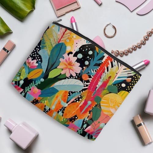 4 Pcs Cosmetic Bags for Women Makeup Bag, Thank You Gifts Christmas Birthday Friendship Gifts for Girls Friends Bestie Grandma Teacher Travel Toiletry Bag, Vintage Abstract Botanical Flower Bird