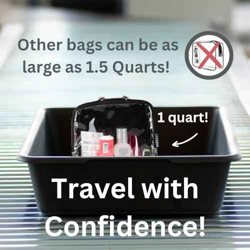 BORSALI TSA Approved Toiletry Bag - Clear Quart Size for 3-1-1 Carry On Travel - Makeup Organizer Cosmetic Pouch with Zipper - Travel Accessories - 2 Pack