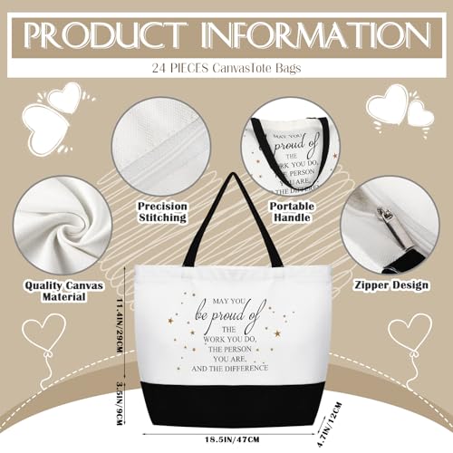 Abbylike 48 Pcs Employee Appreciation Gift Thank You Tote Bags for Women Vet Tech Week Teacher Coworker Staff Nurse