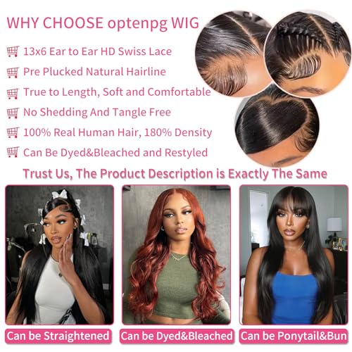Body Wave 13x6 Lace Front Wigs Human Hair 200% Density HD Lace Frontal Wigs Human Hair Glueless Wigs Human Hair Pre Plucked with Baby Hair 26 Inch