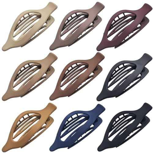 9 Pack Flat Hair Clips for Women, Matte Claw Clips for Thick & Thin Hair (Multicolor)